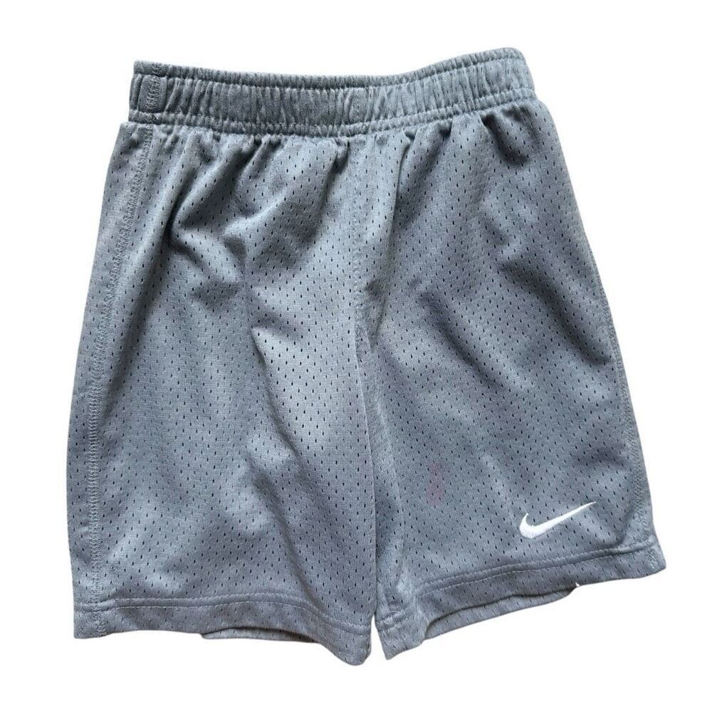 Youth Boys Nike Dri-Fit Mini Swoosh Logo Gray Mesh Athletic Shorts - Sz 5